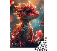 Fire Red Baby Dragon 1000-Piece Puzzle for Adults, 38x26cm/1000pcs, A Relaxed Project for Colder Days; White Cardboard with A Clean Surface