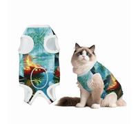 Fire red Chinese Loong Custom Patterned Surgery Suit for Dogs Cat- Post-Surgery Recovery, Wound Care, and Anxiety Relief - Soft Cotton Dog Pajamas with Full Belly Coverage Medium
