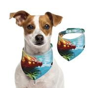 Fire red Chinese Loong Pet Scarf Dog Bandanas Spring Summer Soft Cotton Puppy Scarfs Adjustable Accessories for Small Medium Large Girl Boy Pup Medium