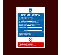 Fire Refuge Action Sticker/Self Adhesive Sign - Fire, Assembly Point, Break Glass, Lift, Alarm, Extinguisher - (FA16)