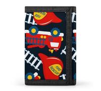 Fire Rescue Helmet and Truck Wallet for Men Trifold Wallets Credit Card Holder Minimalist Front Pocket for Women