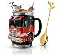 Fire Rescue Mug - for The Bravest Among Us, 3D Fire Truck Coffee Mug Double Wall Stainless Steel Insulated Tumbler, Handcrafted Fires Truck Coffee Mugs, Unique Gift Fireman (1pc)