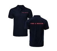 FIRE & Rescue Olympic Polo Shirt, Medical Health Care Workwear Humanity Police Office Unisex Adults Top (Navy, M, m)