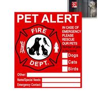 Fire Rescue Pet Sign - Weatherproof Alert Sticker, Emergency Animal Notification | Reflective Safety Identification Stickers, Long Lasting Vinyl Sticker, Crisis Response Marker for Home Entrance
