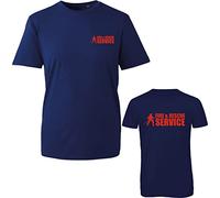 Fire & Rescue Service Logo T-Shirt Work Wear Fire Fighters and Rescue Workers Left Chest & Back Unisex Gift Tee Top (Navy, XL)