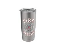 Fire Rescue Team Valor Flame Icon Design Stainless Steel Insulated Tumbler