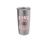 Fire Rescue Team Valor Flame Icon Design Stainless Steel Insulated Tumbler