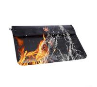Fire Resistant File Bag with Fireproof Fiberglass Cloth and Waterproof Layers, Signal Isolation, and Airtight Seal for Secure Document Storage (L)