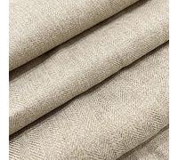 Fire Retardant Rustic Tweed Faux Wool Look Chevron Woven Herringbone Upholstery Fabric by The Metre - Cream
