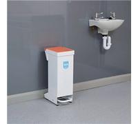 Fire Retardant Steel Sackholder White Body with Orange Lid 28L 410361