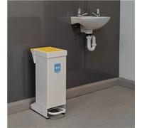 Fire Retardant Steel Sackholder White Body with Yellow Lid 28L 410360