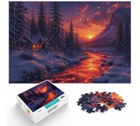 Fire River in Winter Forest, 1000 Piece Paper Jigsaw, 1000pcs (40x28cm)