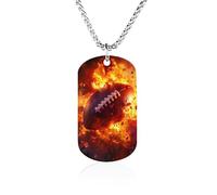 Fire Rugby Ball Sports Titanium-Steel Necklace Adjustable Pendant Jewelry for Women Men Gifts