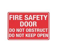 Fire Safety Door Do Not Obstruct Do Not Keep Open Big Header Sign 12X8 Inch Tin Sign Great for Garden and Yard Wall Decor