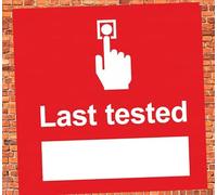 Fire Safety Equipment Fire Alarm Last Tested Information Sign Safety Warning Sign Self Adhesive Gloss Sticker 125mm x 125mm