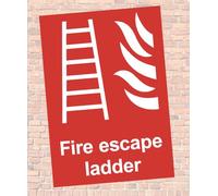 Fire Safety Fire Escape Ladder Warning Sign Self Adhesive Gloss Sticker 160mm x 125mm