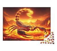 Fire Scorpion Jigsaw Puzzle 1000 Pieces Recycled Material Magma Puzzles for Kids Ages 6 Years Up Educational Game Challenge Parent Child Toy 38x26cm/1000pcs