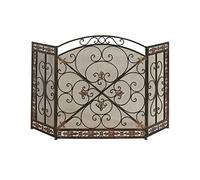 Fire Screen/Spark Guard Living Room European Fireplace Screen Fire Bar Fireplace Core Embedded With Mesh Wrought Iron Partition Hollow Decorative Mantel Fireplace Spark Guard (Color : Gold)