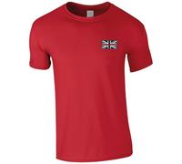 Fire Service Thin Red Line Union Jack Embroidered Men's T-Shirt - Fireman Firefighter Emergency Services T Shirt Embroidery (UK, Alpha, L, Regular, Regular, Red)