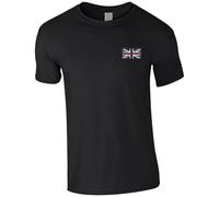 Fire Service Thin Red Line Union Jack Embroidered Men's T-Shirt - Fireman Firefighter Emergency Services T Shirt Embroidery (UK, Alpha, M, Regular, Regular, Black)