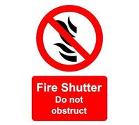 Fire shutter do not obstruct prohibition sign - Self adhesive sticker (400mm x 300mm)