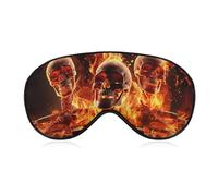 Fire Skeletons Sleep Mask Light Block-Out Eye Mask for Side Sleeper Pressure-Free Soft Night Blindfold with Adjustable Strap Breathable Sleep Eye Cover for Travel