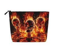 Fire Skeletons Toiletry Bags for Women, Portable Travel Cosmetic Bag, Daily Organiser with Zipper