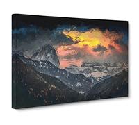Fire Skies In Abstract Modern Art Canvas Wall Art Print Ready to Hang, Framed Picture for Living Room Bedroom Home Office Décor, 30x20 Inch (76x50 cm)
