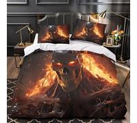 Fire-skull-horror Comforter Cover 3D Print Hotel Quality 3-Piece Bed Set Hidden Zipper dark-fantasy-style Duvet Cover Extra Soft Durable for Adults Women Kids Girls Boys Teens Double（200x200cm）