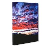 Fire Sky Above the Mountain Canvas Print | Gallery Wrapped 30mm Frame Wall Art | 30x20 inches | Ready to Hang | Abstract Landscape Picture | Living Room Bedroom Lounge Office