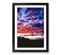 Fire Sky Above The Mountain in Abstract Framed Print | A2 Black Framed Wall Art | Ready to Hang | Abstract Landscape Picture | Living Room Bedroom Lounge Office