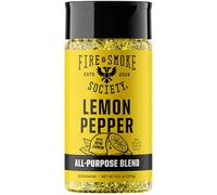 Fire & Smoke Society Lemon Pepper Seasoning Blend | Chicken, BBQ, Fish, Veggies | Lemon, Cracked Pepper, Green Onion, Sea Salt | M 6.1 oz
