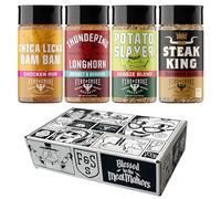 Fire & Smoke Society Meat & Potato Seasoning Set, BBQ Graters, BBQ Gifts for Men, Steak Graters, Chicken, Burger Condiments, Brisket Friction, Large Spice Set (4-Pack)