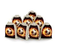 Fire Soccer Ball Bunches Pocket Cotton And Hemp with Drawstring 8 Pieces Reusable Gift Bags Jewelry Pouch for Wedding DIY Craft Party (4.9 X 6.7 Inch)