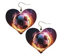 Fire Soccer Ball Leather Earrings for Women Heart Earring Lightweight Dangle Earrings Jewelry Gifts