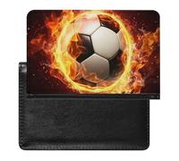Fire Soccer Ball Passport Cover Protector Rfid Blocking Passport Holder Id Card Holder Secure Travel Wallet Organizer for Passport Tickets Credit Cards, style, One Size