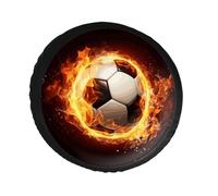 Fire Soccer Ball Spare Tire Cover PVC Leather Spare Wheel Cover Dustproof Waterproof Jeep Tire Cover for 30inch Camper, RV Trailer, Truck, SUV Fit Diameter 28-34 Inch
