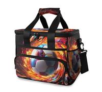 Fire Soccer Sports Cooler Bag Thermal Insulated Picnic Lunch Bag Box Large Cool Bag for Beach Picnic Camping Travel Men Women
