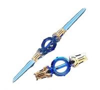 Fire Spin Sword Double-Edged Lightsaber Toy, With 7-Color LED Lights & Sound, 360° Rotating For Cosplay, Party And Role Play(Blue Gold)