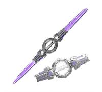 Fire Spin Sword Double-Edged Lightsaber Toy, With 7-Color LED Lights & Sound, 360° Rotating For Cosplay, Party And Role Play(Gray)