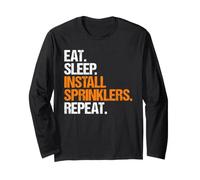 Fire Sprinkler Fitter Eat Sleep Routine Long Sleeve T-Shirt