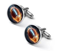 Fire Thunder Football Cufflinks Funny Cuff Links for Men Father Dad Wedding Christmas Shirts