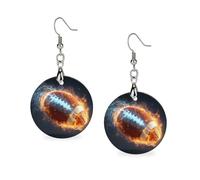 Fire Thunder Football Wood Earrings Personalized Dangle Earring Pendants Charms for Woman Jewelry