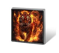 Fire Tiger Animal Button Pins Square Badge Personalized Button Brooch Lapel Pins for Women Men Gifts