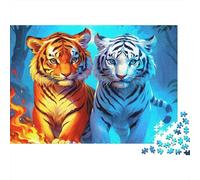 Fire Tiger Mythic 1000 Piece S Classic Jigsaw Puzzle Adults Kids Hard Difficult Challenging Decompression Wall Decor Gift Idea 38x26cm/1000pcs