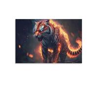 Fire Tiger Mythic,Adult Jigsaw Puzzle 1000 Pieces,Educational Games, Brain Challenges, Jigsaw Puzzles for Adults and Kids,38x52cm