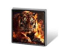 Fire Tiger Square Badge Metal Lapel Pins Custom Brooches for Clothing Decoration