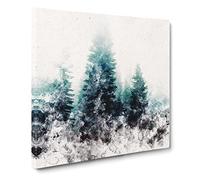 Fire Tree Forest Vol.1 Watercolour Modern Canvas Wall Art Print Ready to Hang, Framed Picture for Living Room Bedroom Home Office Décor, 20x20 Inch (50x50 cm)