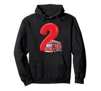 Fire Truck 2nd Birthday Firefighter Engine Vehicle Kids Two Pullover Hoodie