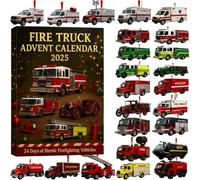 Fire Truck Advent Calendar 2025, 24-Day Christmas Fire Truck Countdown, Classic & Modern Fire Engines, With 24 Different Mini Fire Truck Ornaments, Christmas Advent Box